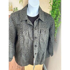The Loft plus size 18 cheetah Olive Green cheetah super cute  blazer light coat.